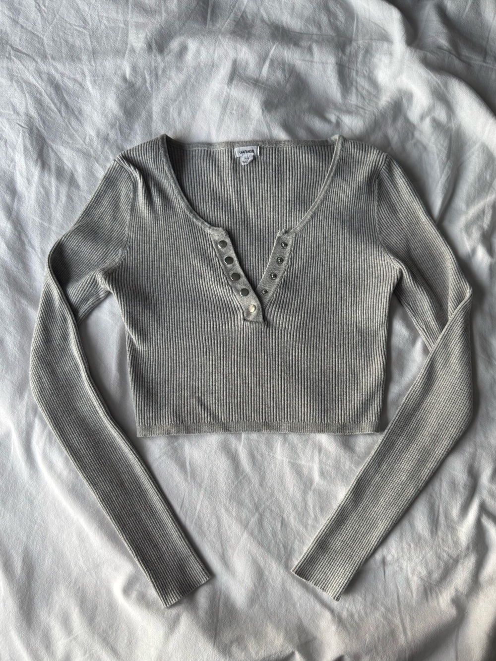 Garage Gray Ribbed Cropped Sweater Size Small